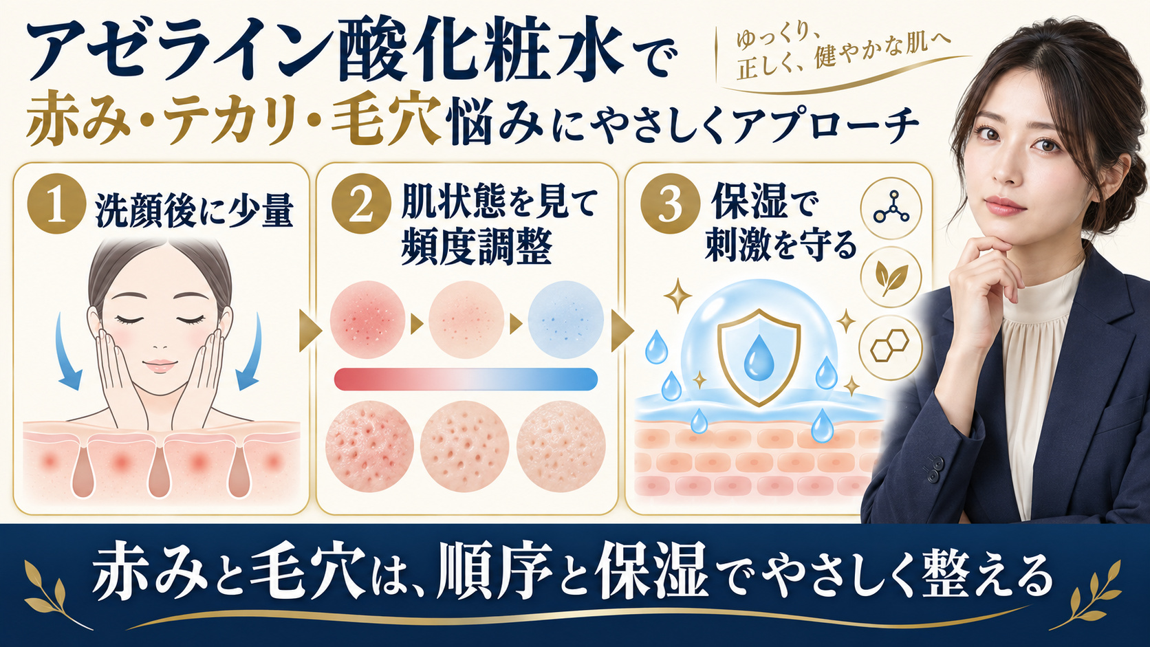 アゼライン酸化粧水の使い方と赤み・毛穴ケアの順序