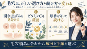 毛穴の開きと黒ずみに向けた美容液の選び方