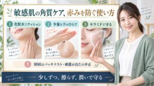 敏感肌の角質ケアで赤みを防ぐ低刺激な使い方を解説する横長Beauty Board