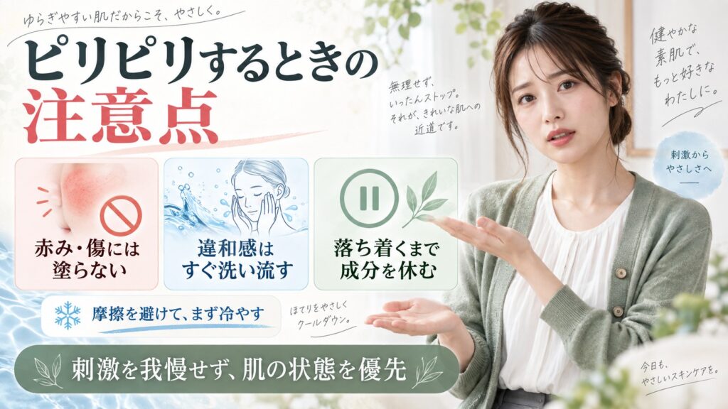 GAローションでピリピリするときの注意点と、赤みや違和感が出たときの対処を解説する横長Beauty Board