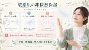 敏感肌向けクリームミストの距離、少量、無摩擦の使い方と休止目安を解説する横長Beauty Board