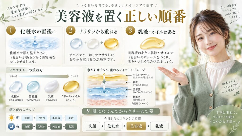 Anuaビタミン10 PORESTRIXセラムを化粧水の次に使う理由と正しい重ね順を解説する横長Beauty Board