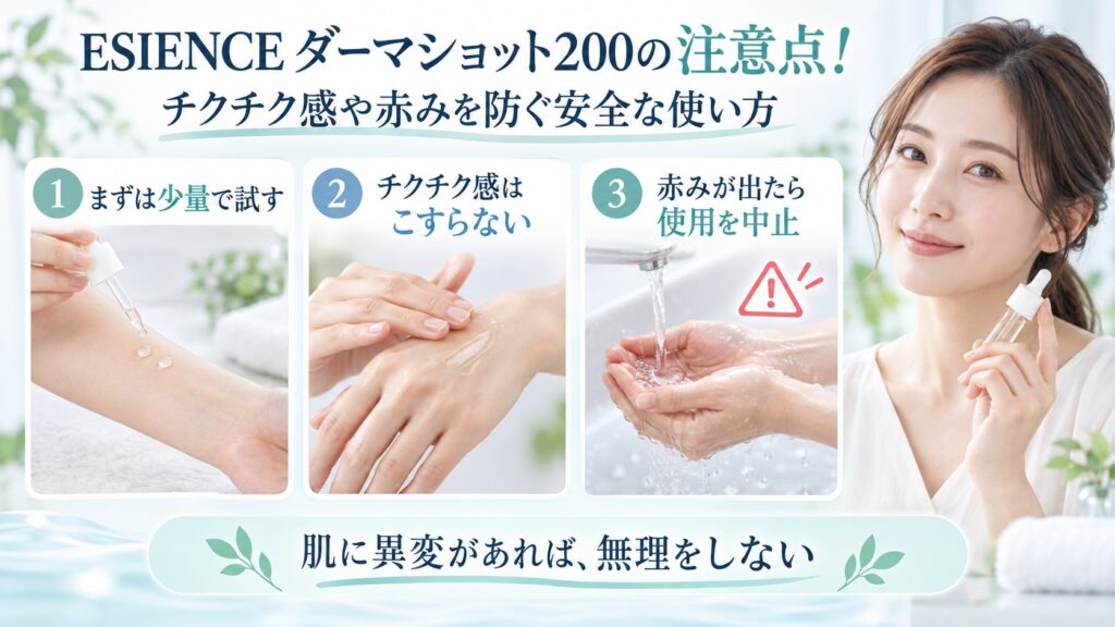ESIENCE ダーマショット200の注意点と安全な使い方を3ステップで示す美容ボード