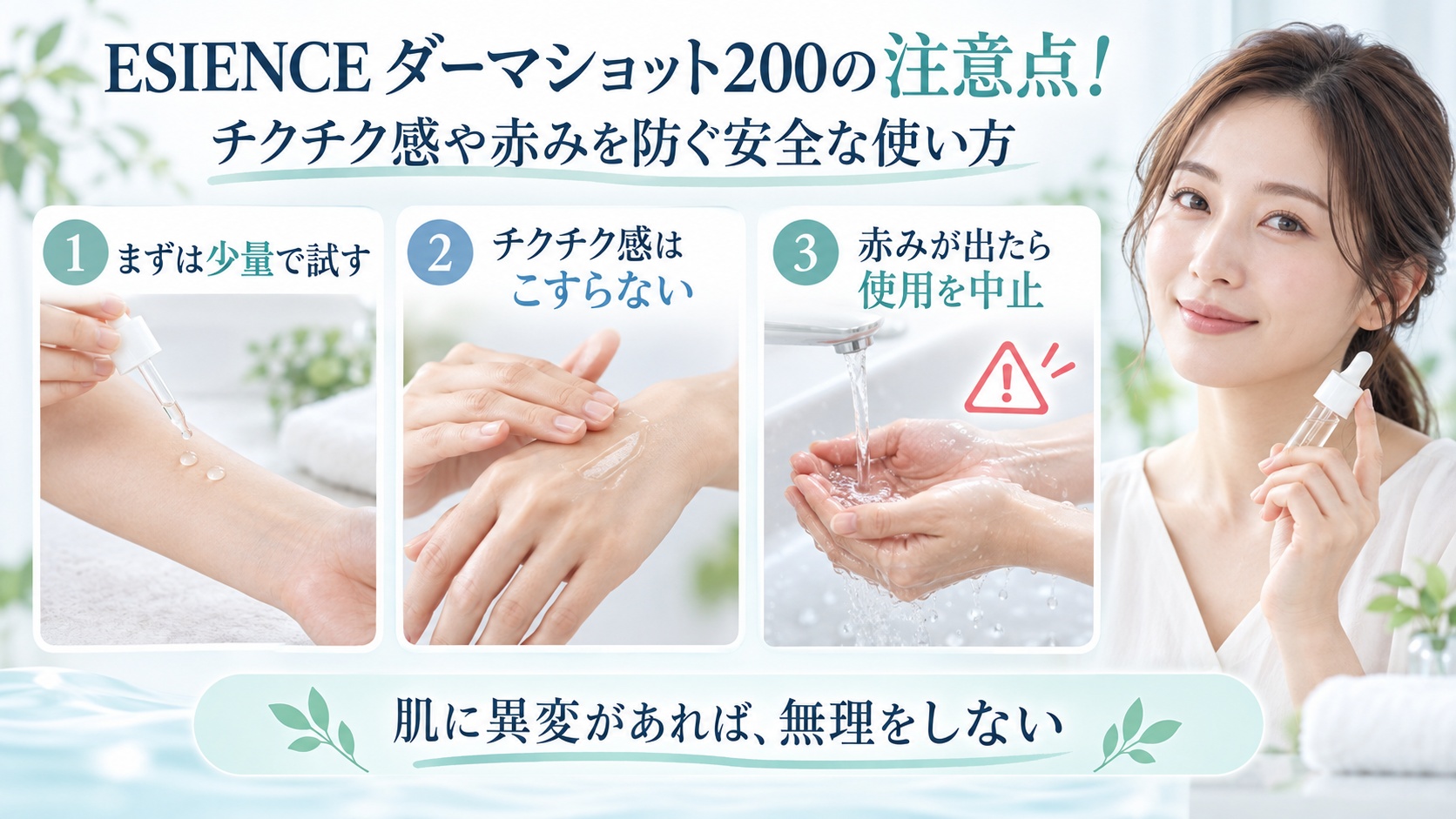 ESIENCE ダーマショット200の注意点と安全な使い方を3ステップで示す美容ボード
