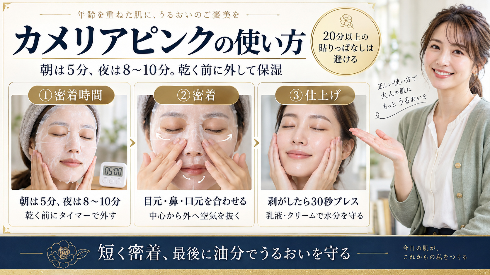 ルルルンOVER45カメリアピンクの使い方と密着時間