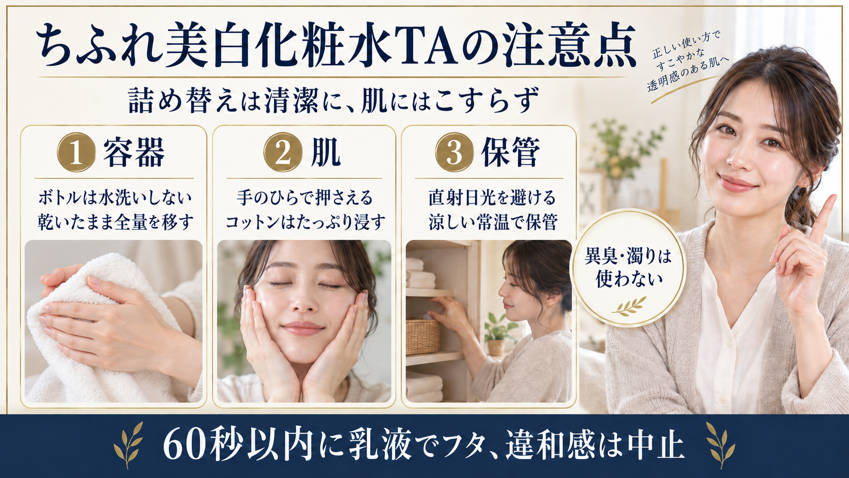 ちふれ美白化粧水TA詰替時の衛生管理と注意点