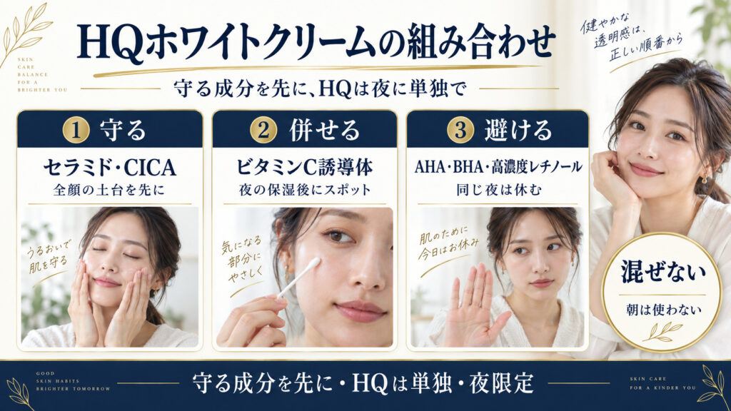 HQホワイトクリームと相性のよい成分と避ける併用