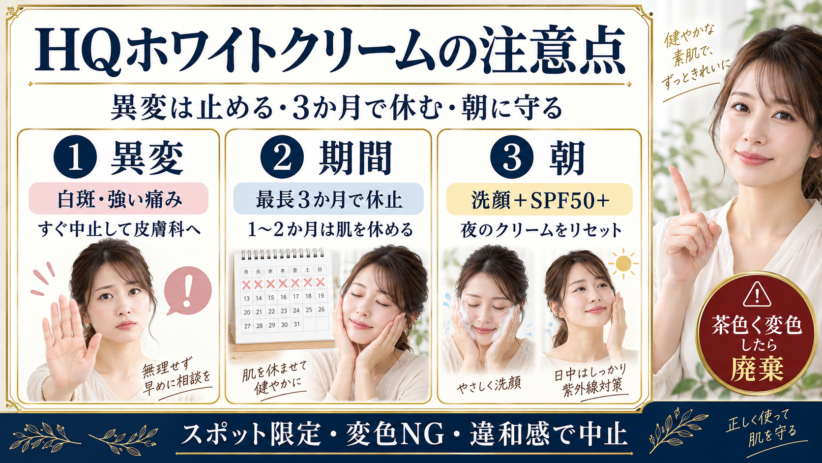 HQホワイトクリームの注意点と安全な使用期間