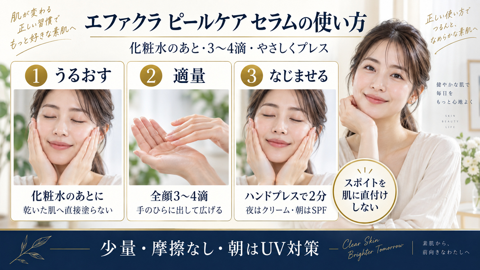 エファクラ ピールケア セラムの適量と塗り方