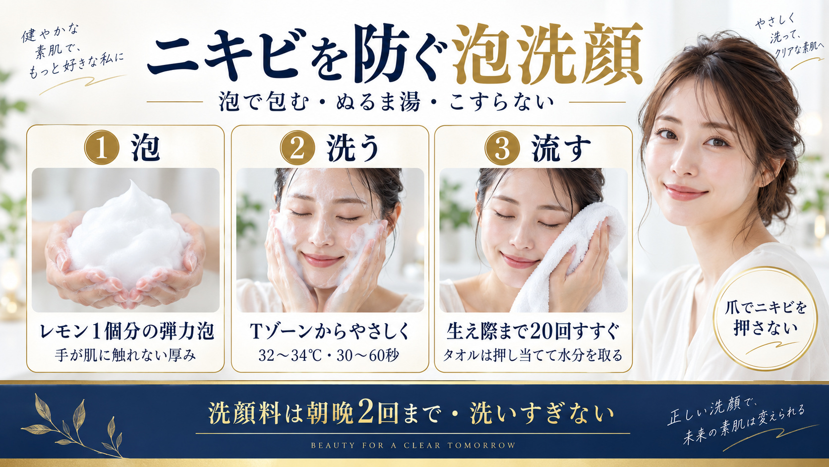 ニキビを防ぐ正しい泡洗顔の方法