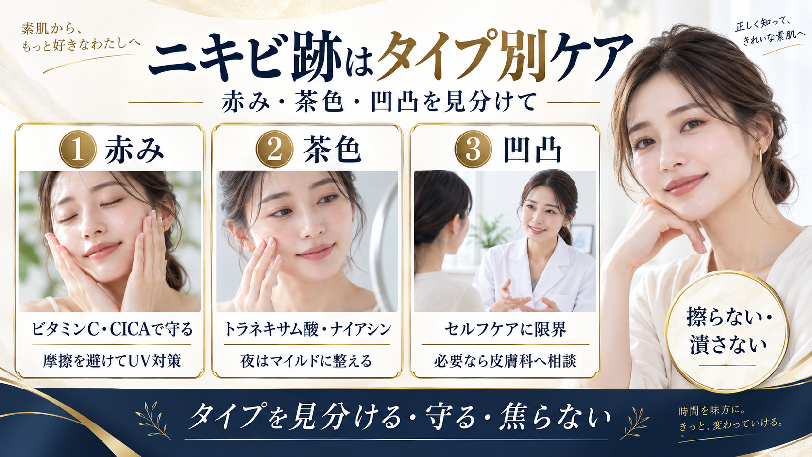 ニキビ跡の赤み・色素沈着・凹凸のケア