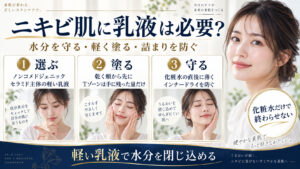 ニキビ肌に必要な乳液の選び方と塗り方