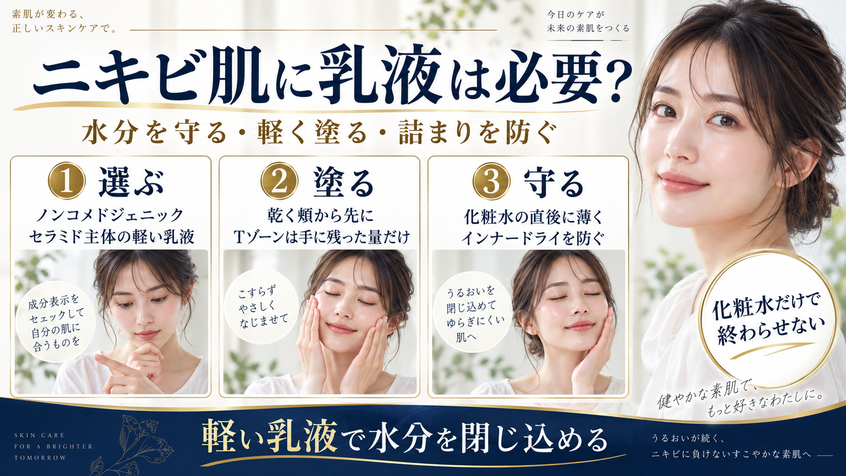 ニキビ肌に必要な乳液の選び方と塗り方