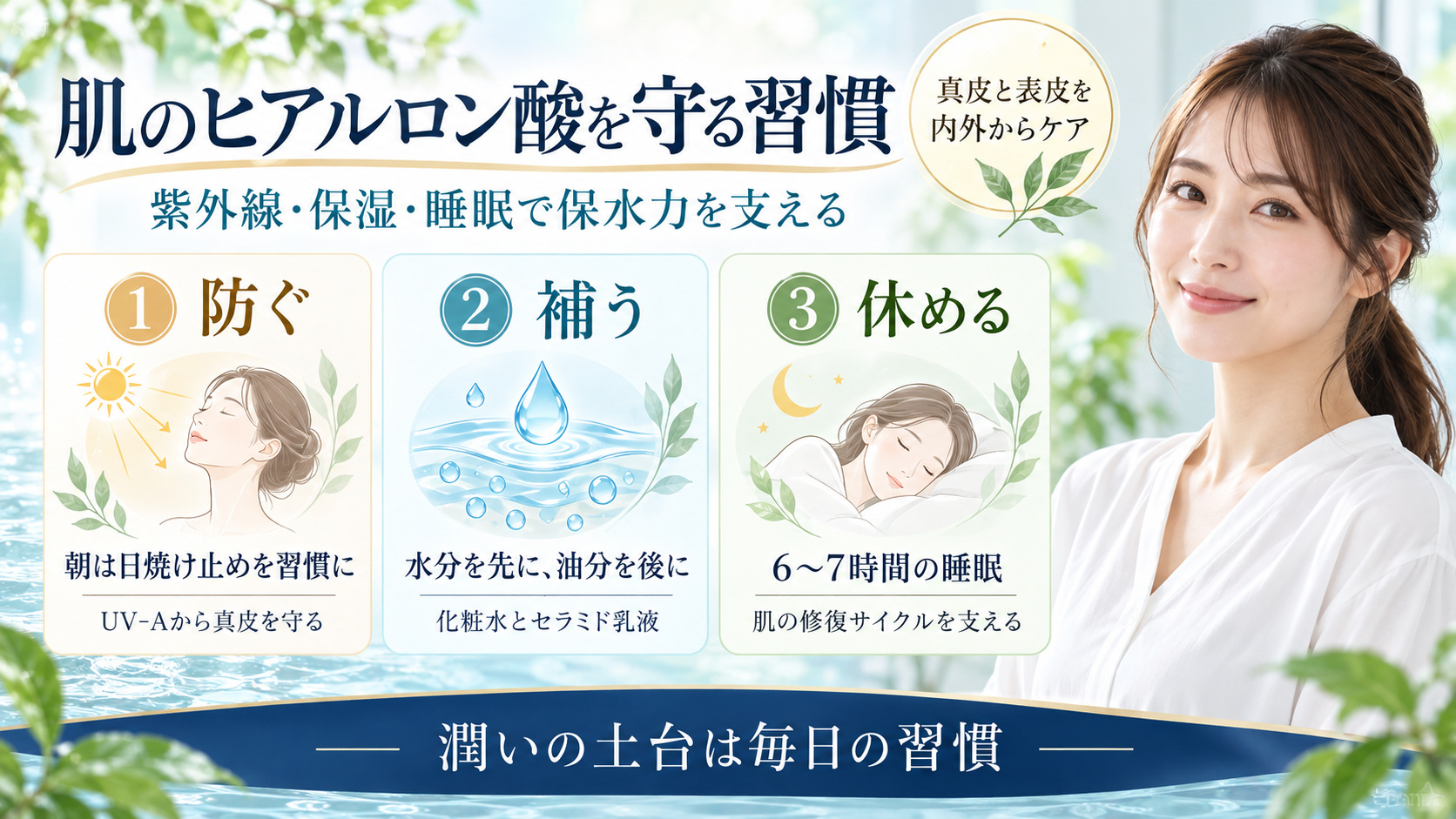 肌のヒアルロン酸を守る紫外線 保湿 睡眠習慣