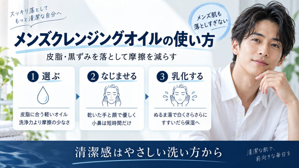 メンズクレンジングオイルで皮脂と黒ずみを落とす手順