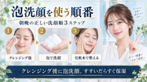 ビフェスタ泡洗顔ブライトアップをクレンジング後に使い洗顔後すぐ保湿する朝晩の順番を示すBeauty Board