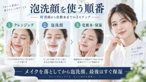 ビオレ ザフェイス泡洗顔をクレンジング後に使い、洗顔後すぐ化粧水と保湿を行う順番を示すBeauty Board