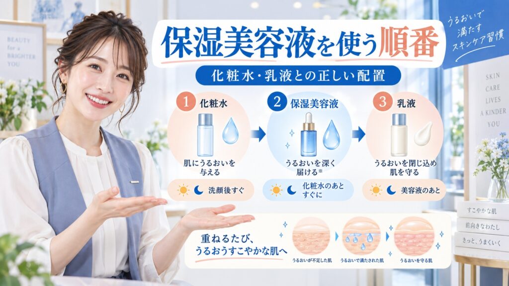肌をうるおす保湿美容液の順番｜化粧水や乳液と重ねる正しい配置 Beauty Board