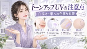 スキンアクア トーンアップUVの注意点！白浮きや服への色移り対策 Beauty Board