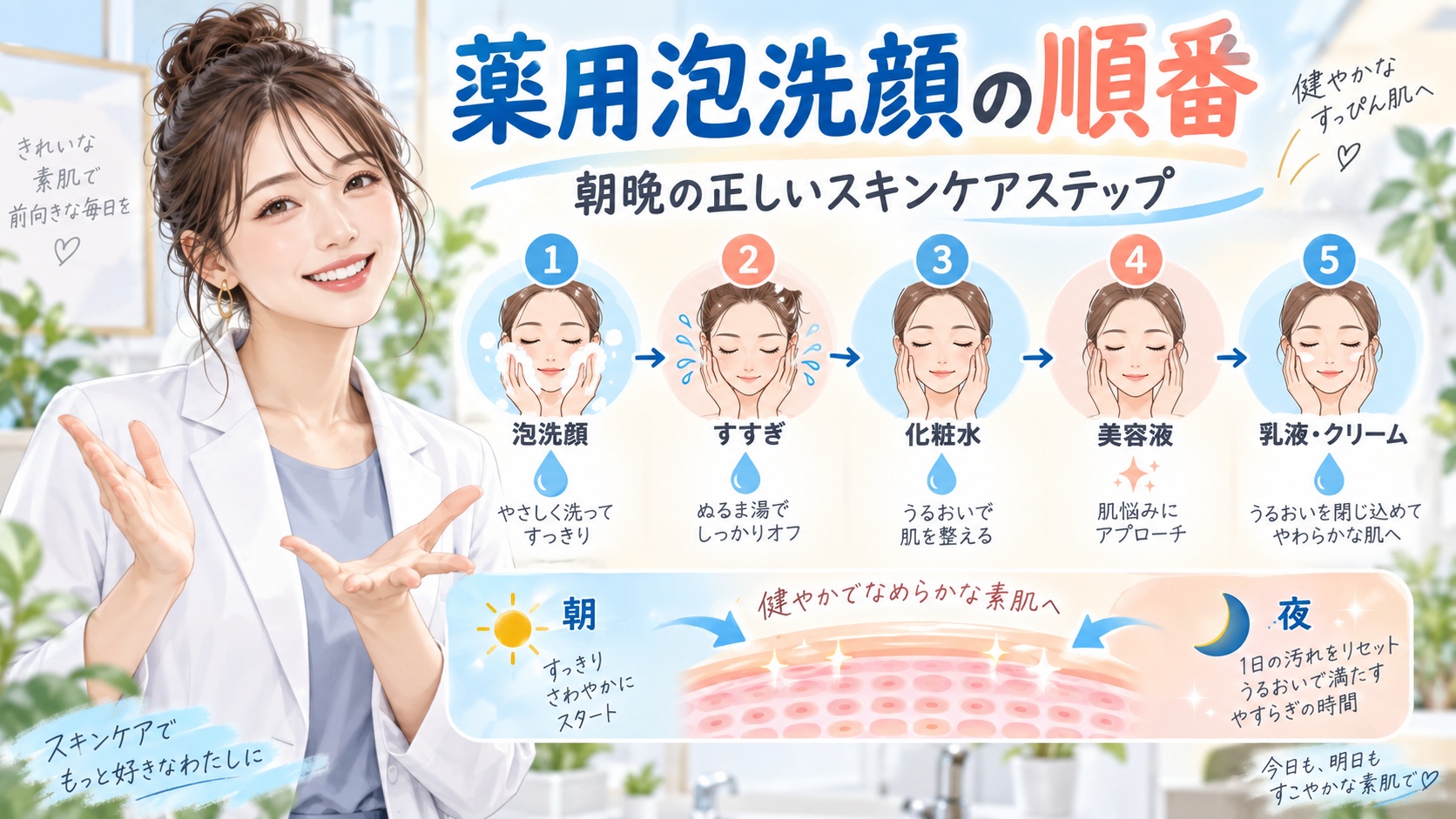 なめらか本舗 薬用泡洗顔の順番!朝晩の正しいスキンケアステップ Beauty Board