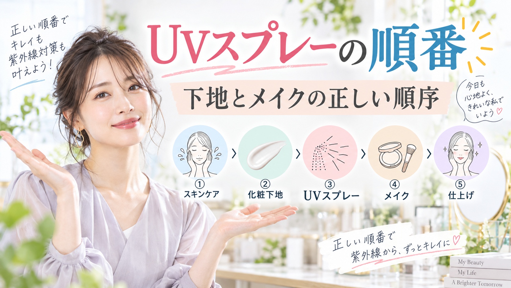 サンカットUVスプレーの順番!下地やメイクの上からの正しい塗布順 Beauty Board