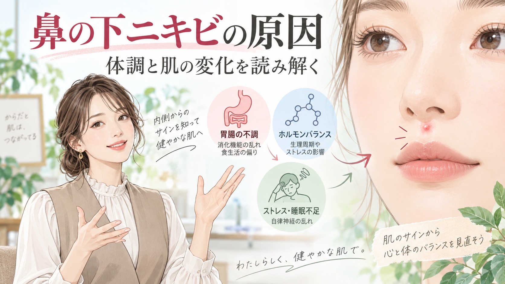 鼻の下ニキビの意味とは?胃腸の不調やホルモンバランスと治し方 Beauty Board