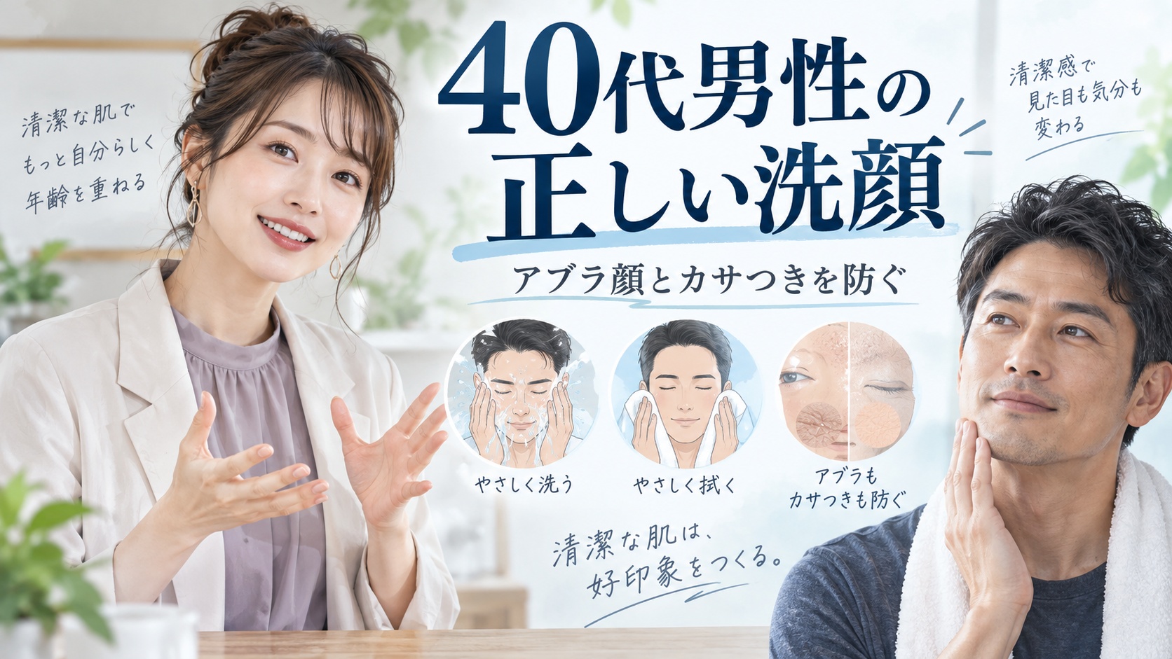 40代男性の正しい洗顔方法!加齢によるアブラ顔・カサつきを防ぐ洗顔料 Beauty Board