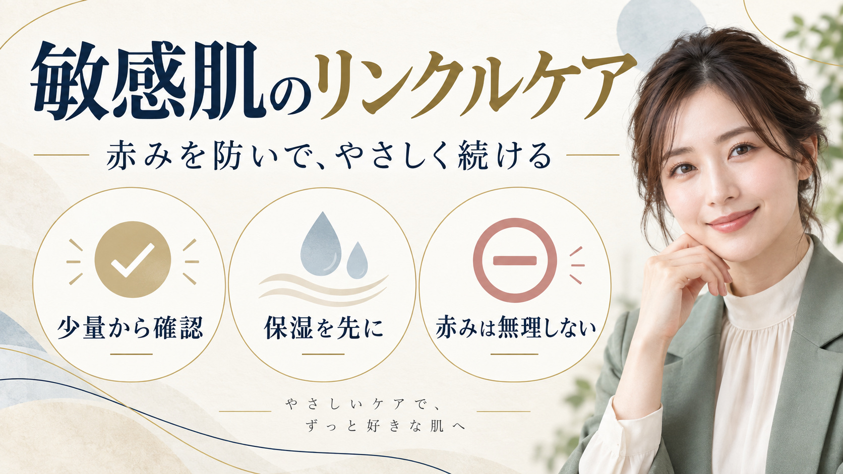 敏感肌のリンクルケア。少量から確認し、保湿を先に、赤みがあれば無理しない方法