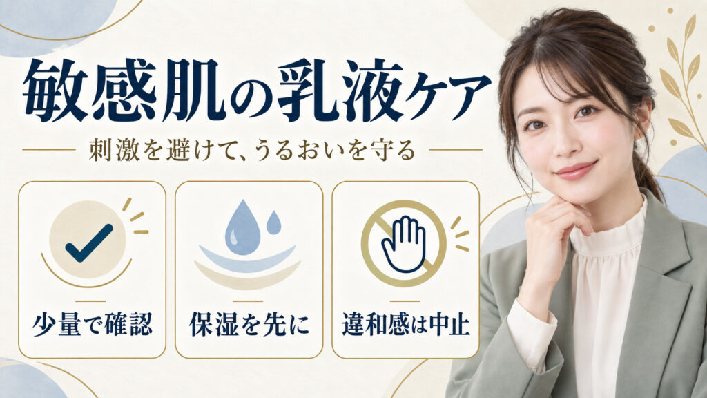 敏感肌の乳液ケア。少量で確認し、保湿を先にして、違和感があれば中止する方法