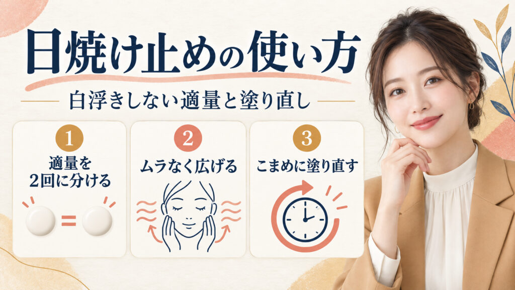 日焼け止めの使い方。白浮きしない適量と塗り直し