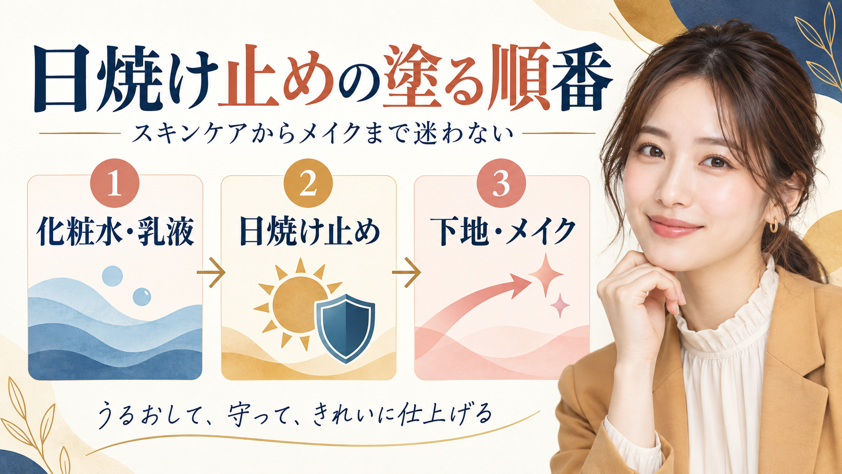 日焼け止めの塗る順番。スキンケアからメイクまで迷わない方法