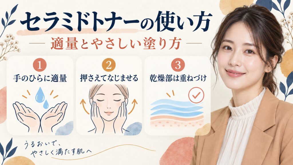 セラミドトナーの使い方。適量とやさしい塗り方