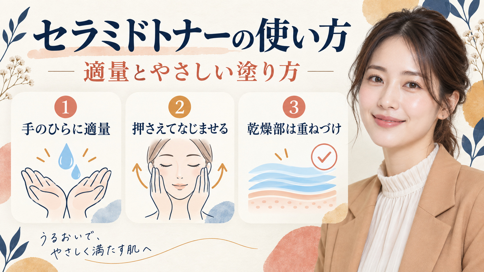 セラミドトナーの使い方。適量とやさしい塗り方