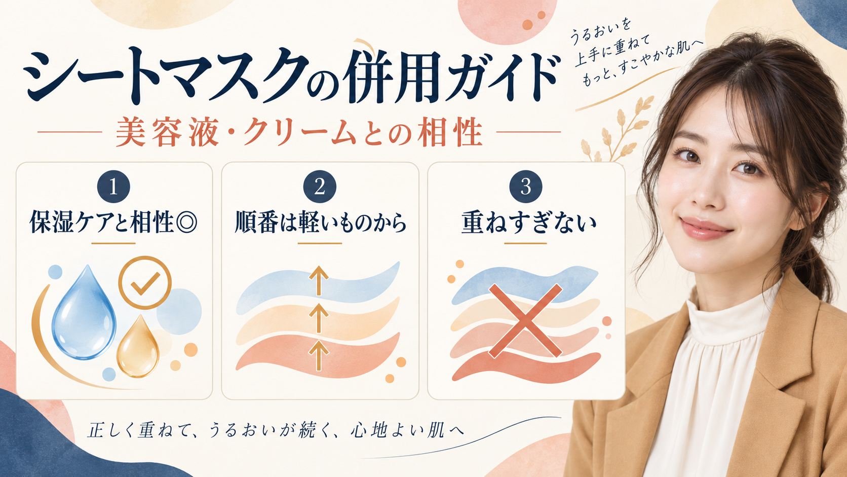 シートマスクの併用ガイド。美容液とクリームとの相性