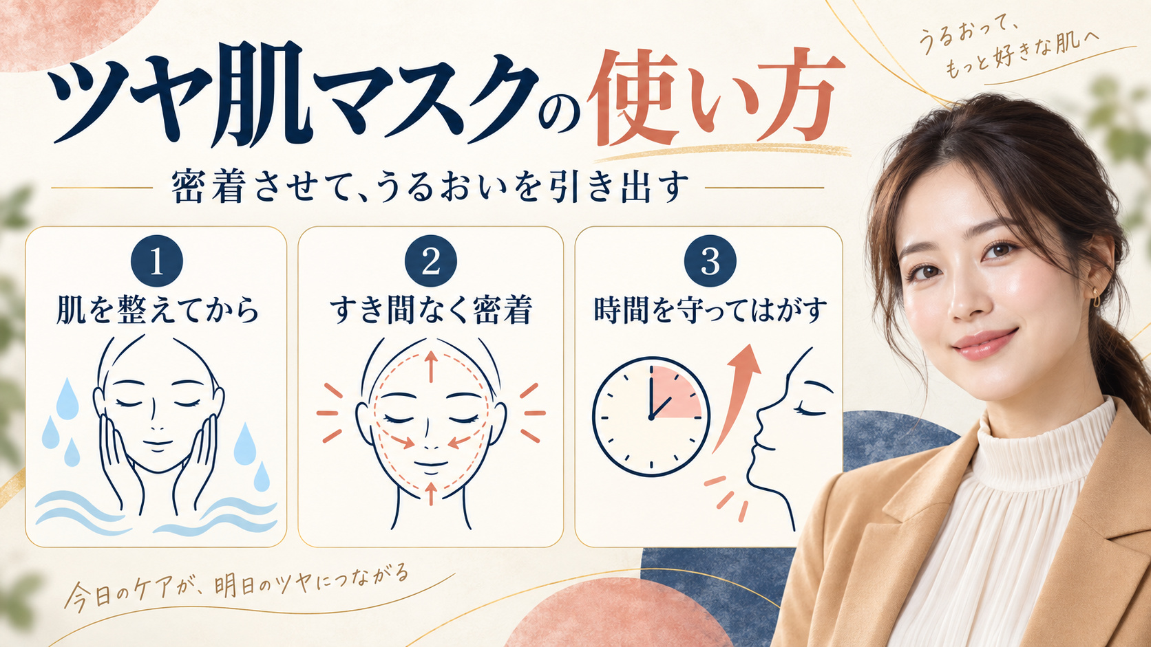 ツヤ肌マスクの使い方。密着させてうるおいを引き出す