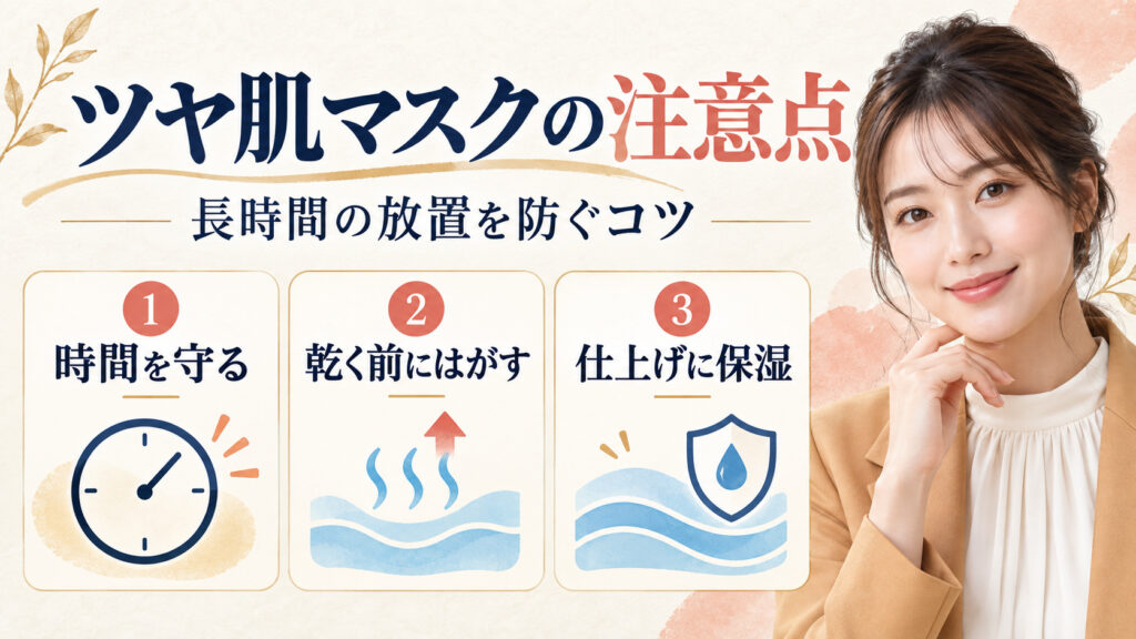 ツヤ肌マスクの注意点。長時間の放置を防ぐコツ