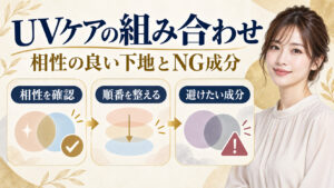 UVケアと下地の相性や避けたい成分を解説するアイキャッチ