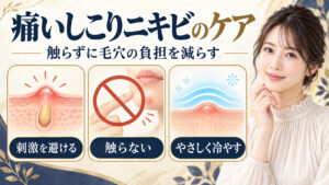顎の痛いしこりニキビを触らないケアと毛穴の負担軽減法のアイキャッチ