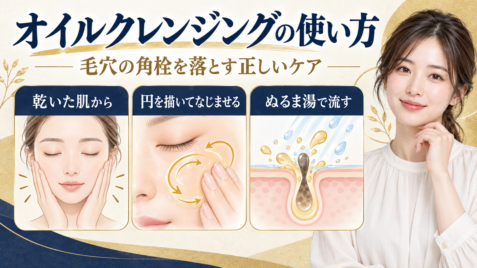オイルクレンジングで毛穴の角栓を落とす正しい使い方のアイキャッチ