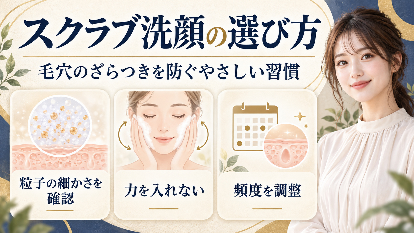 スクラブ洗顔の正しい選び方と毛穴のざらつきを防ぐ習慣のアイキャッチ