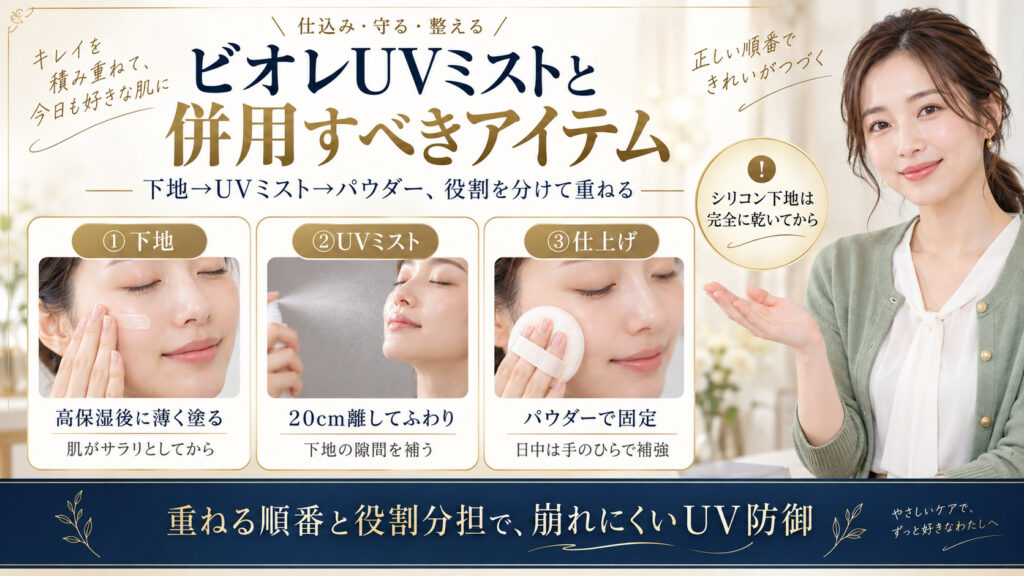 ビオレUVミストと下地、パウダーの併用方法