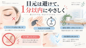 クレージュ黒バームの目元を避け1分以内にやさしく使う注意点