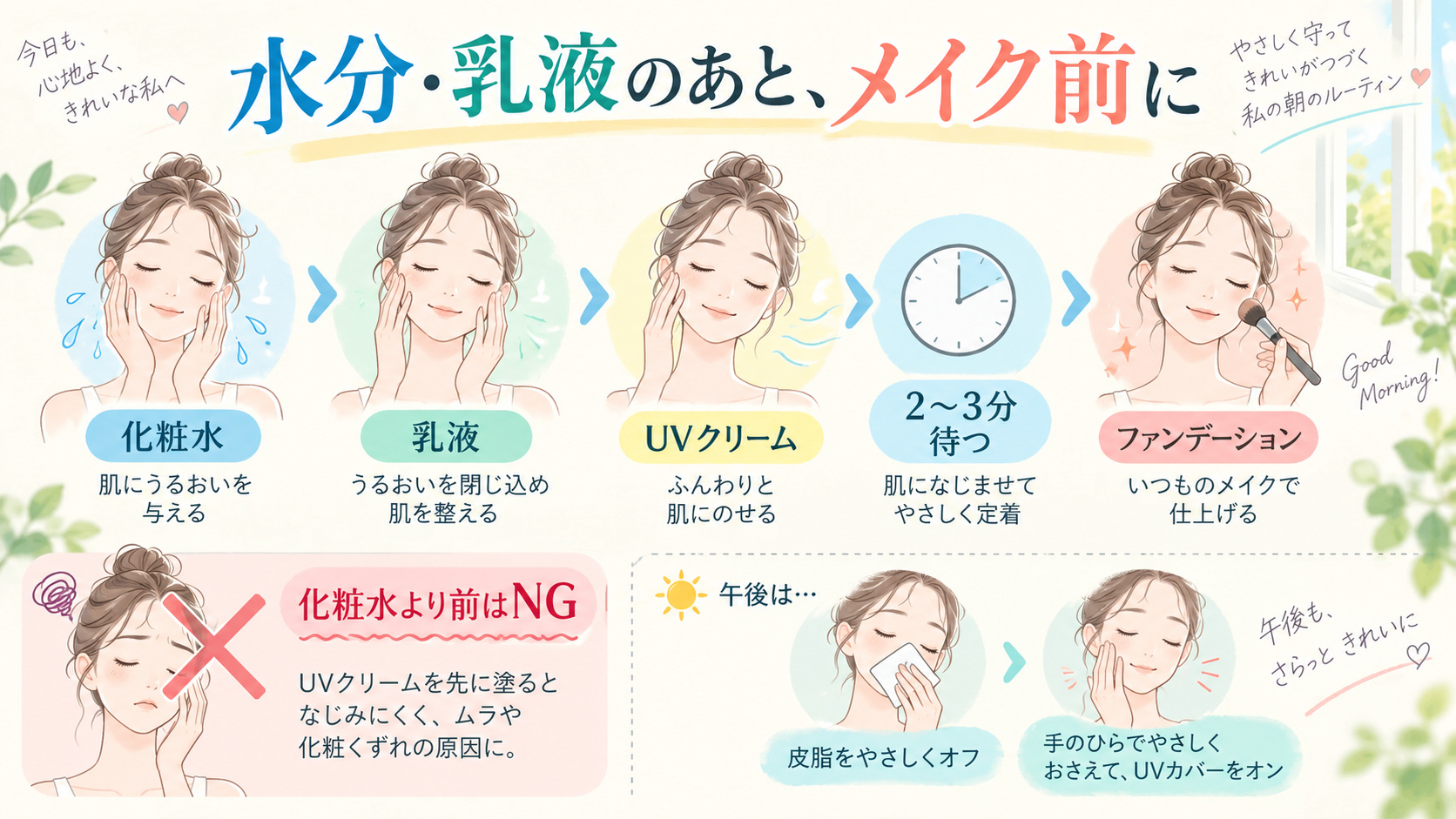 ビオレUVエアリーホールドを化粧水と乳液の後メイク前に使う順番