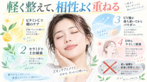 ビオレUVエアリーホールドとビタミンCやセラミドやパウダーを相性よく重ねる方法