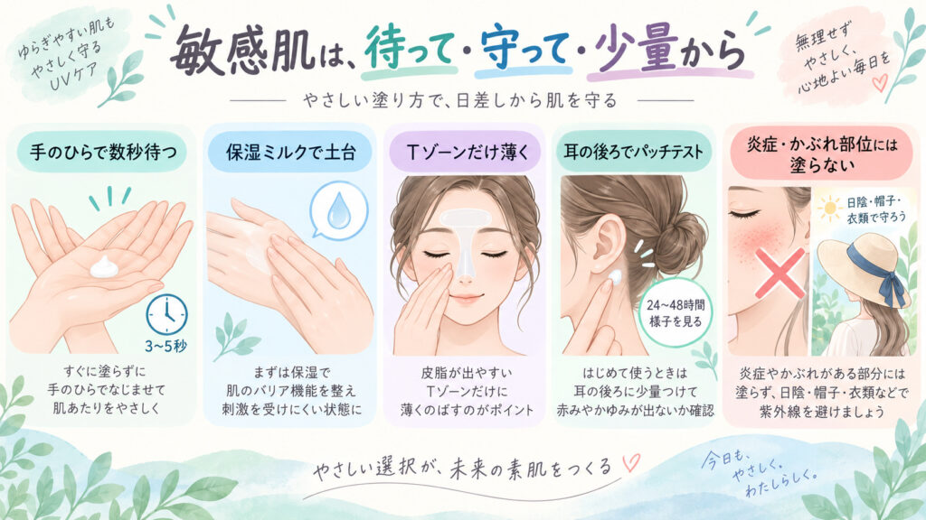 敏感肌がビオレUVエアリーホールドを手のひらで待って保湿後に少量使う方法