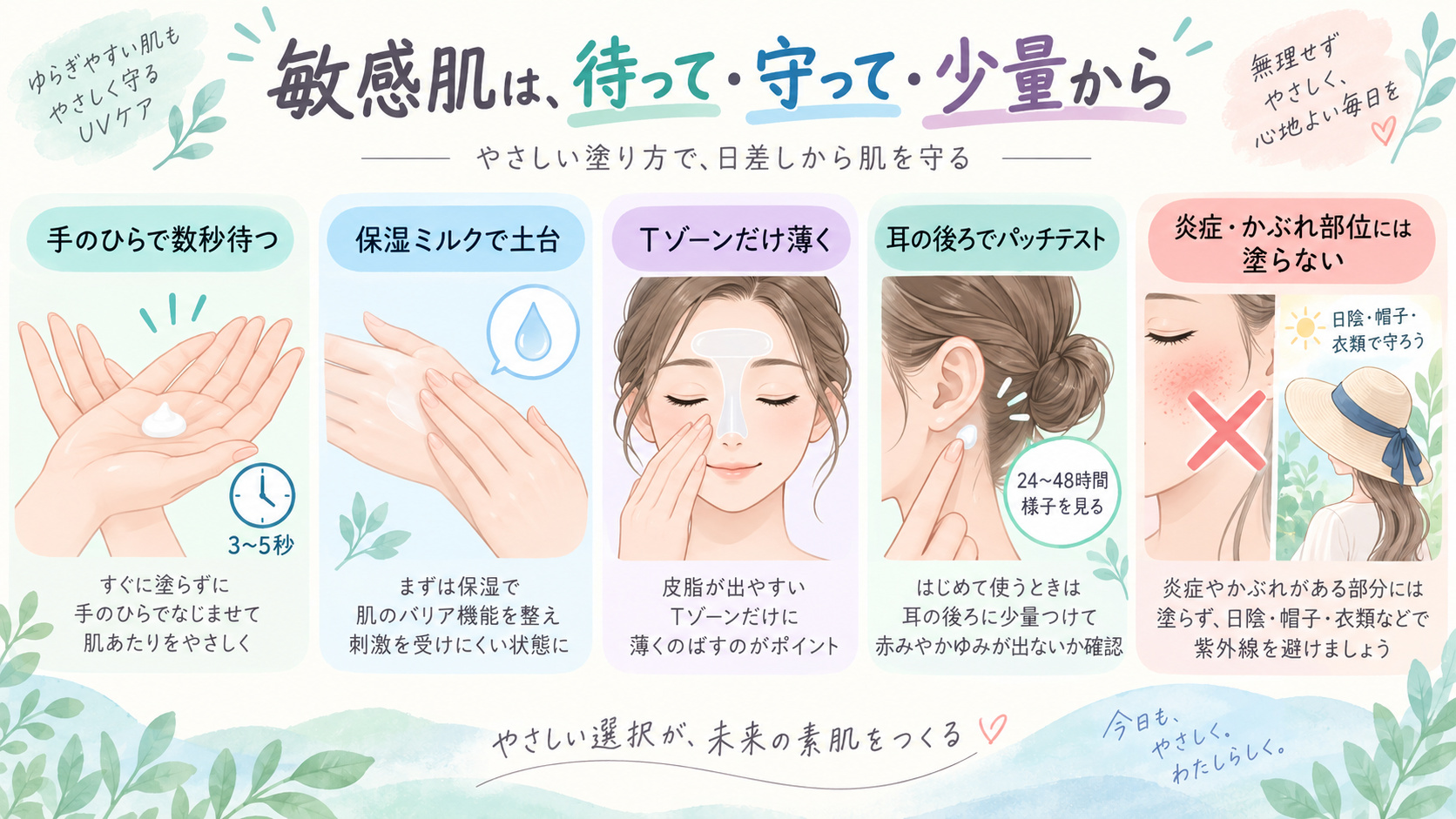 敏感肌がビオレUVエアリーホールドを手のひらで待って保湿後に少量使う方法