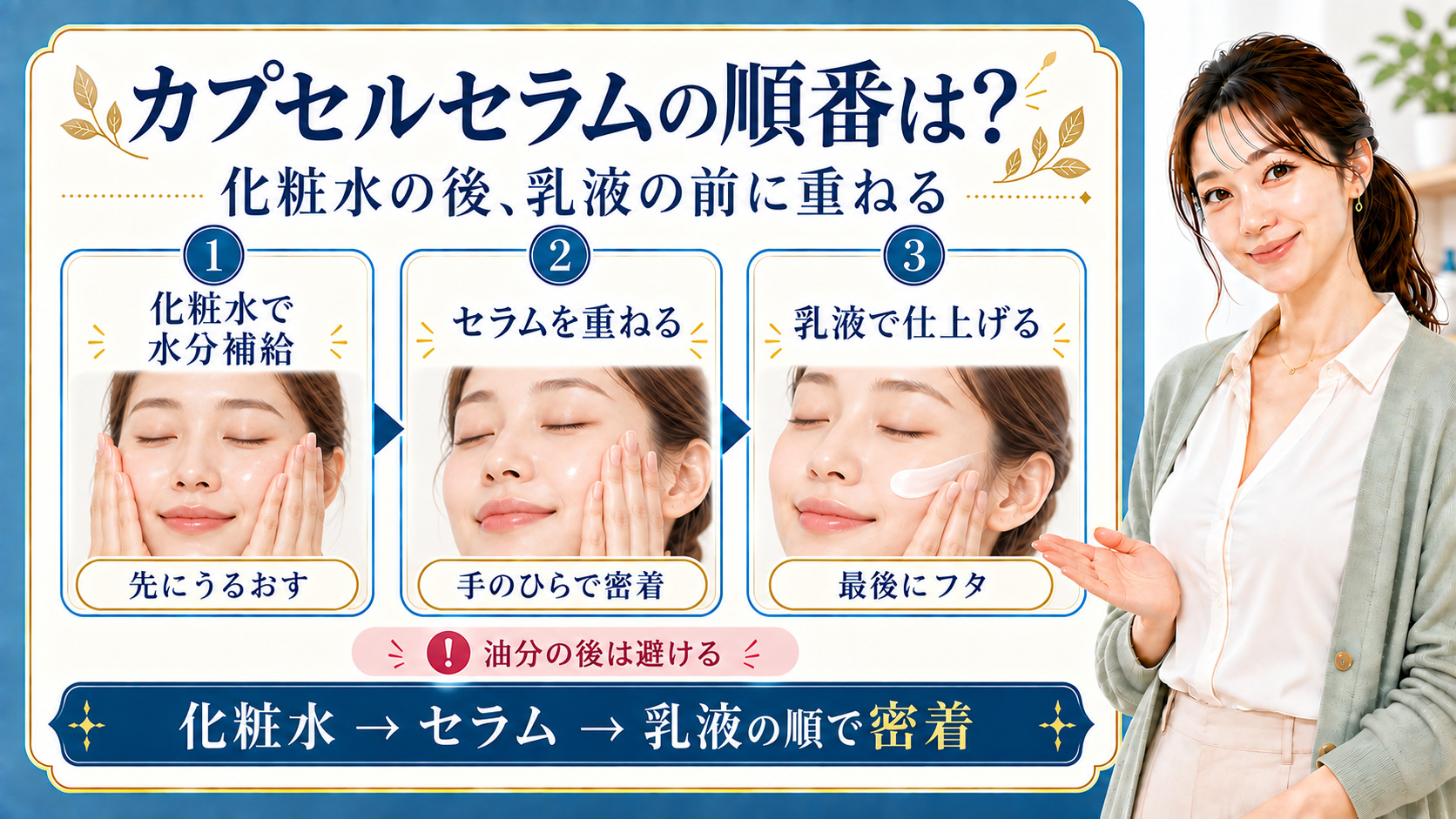 ダルバビタトーニングカプセルセラムの順番を化粧水・セラム・乳液の3ステップで解説するBeauty Board