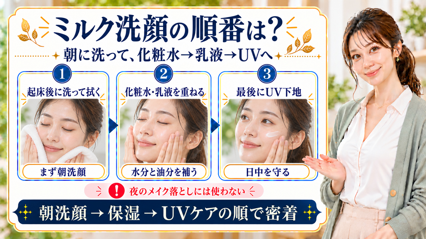 ファンケルやわ肌ミルク洗顔と化粧水や日焼け止めの順番を3ステップで解説するBeauty Board