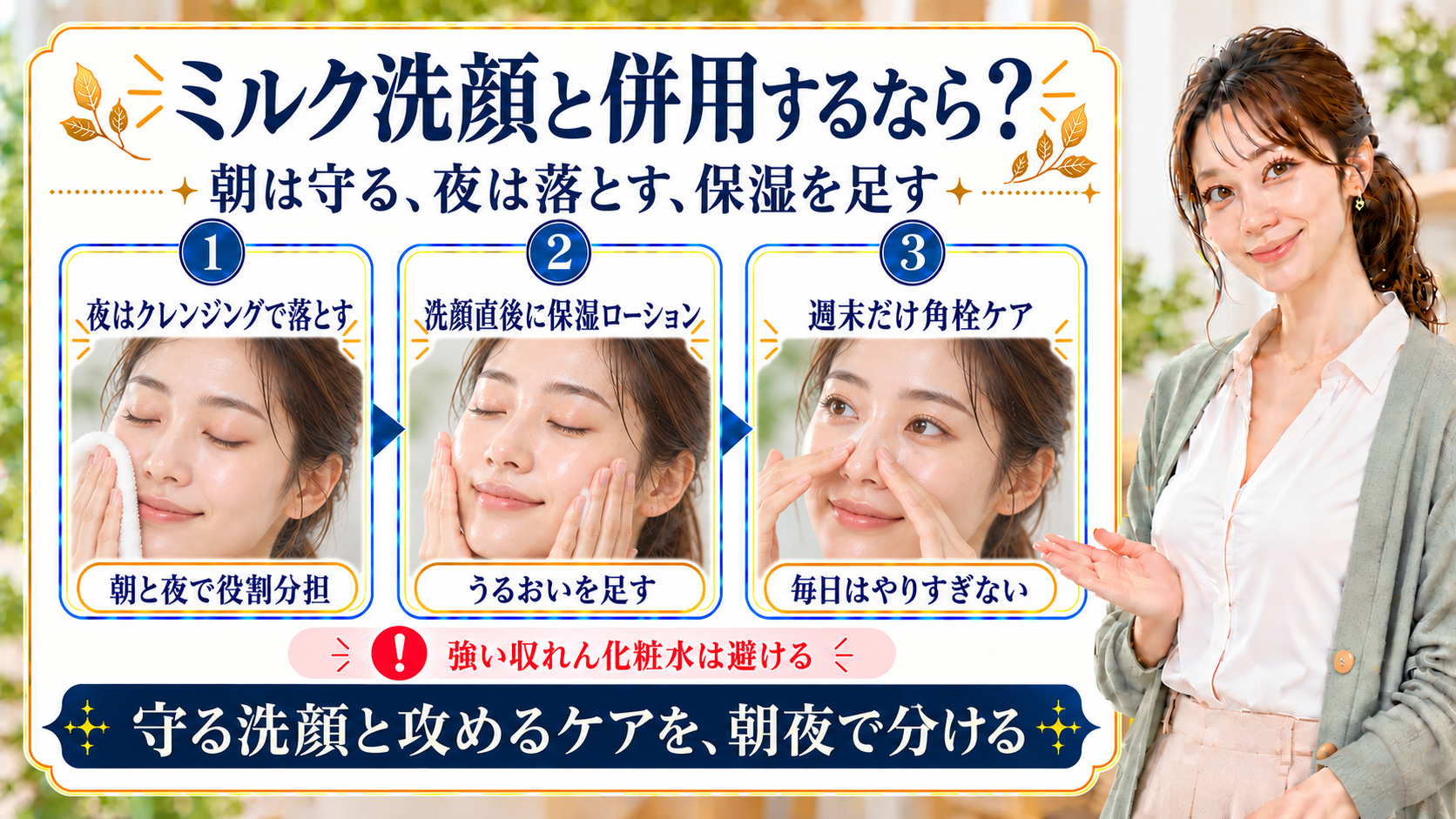 ファンケルやわ肌ミルク洗顔と併用するケアを朝夜の役割分担で解説するBeauty Board