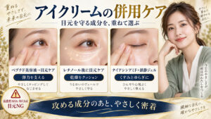 アイクリームとペプチド、レチノール、ナイアシンアミドの併用ケア